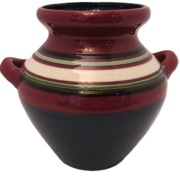 (5")Nittsjo Scandinavian navy reddish lime Art pottery small flower pot vase Swe - Picture 7 of 8